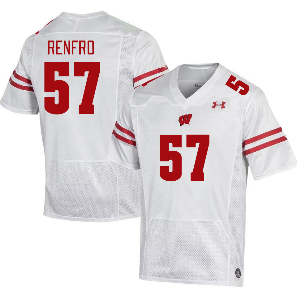 Men #57 Jake Renfro Winsconsin Badgers College Football Jerseys Stitched Sale-White